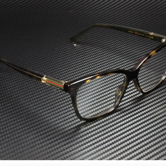 GUCCI Square Havana Shiny Crystal Demo Lens 54 mm Women's Eyeglasses - Picture 3 of 5